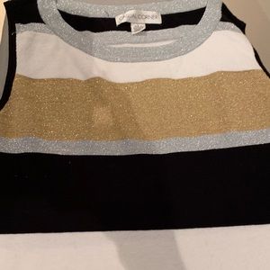 Sleeveless, silver/black/gold/white top size L